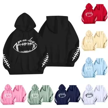 Женская модная легкая толстовка с длинными рукавами и карманами с принтом регби XXL красный