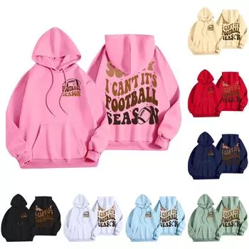 Женская модная легкая толстовка с длинными рукавами и карманами с принтом регби L чёрный