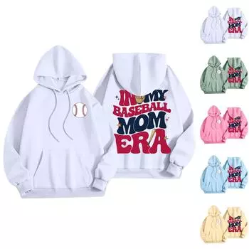 Женская модная легкая толстовка с длинными рукавами и карманами с принтом бейсбола L белый