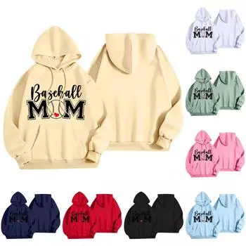 Женская модная легкая толстовка с длинными рукавами и карманами с принтом бейсбола M чёрный