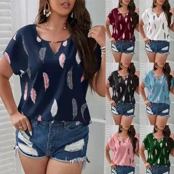 Женская модная летняя одежда, повседневные топы с круглым вырезом и короткими рукавами, женские блузки с принтом, свободные футболки, хлопковые рубашки больших размеров S розовый