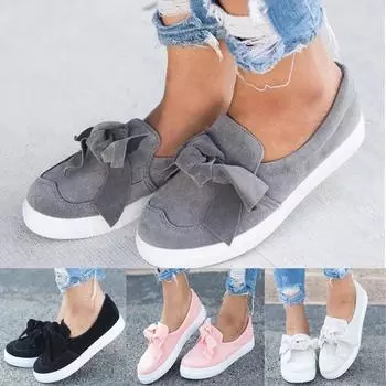 Женская модная летняя парусиновая обувь с бантом, женская повседневная обувь большого размера на плоской подошве с одной педалью 40 бежевый