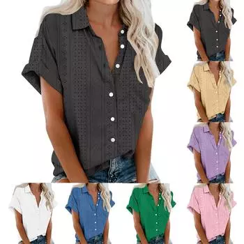 Женская модная летняя рубашка со скелетом с лацканами, повседневные однотонные топы с карманами и пуговицами L бежевый