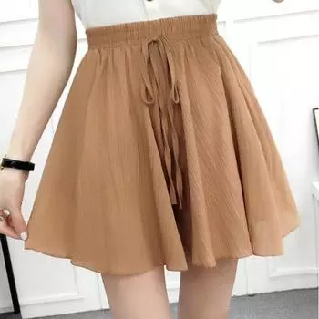 Женская модная летняя свободная повседневная однотонная эластичная талия пляжная шифоновая юбка однотонная дышащая