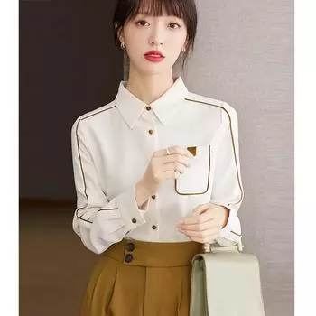 Женская модная лоскутная блузка и рубашки с длинным рукавом, офисная женская рабочая одежда, топы S