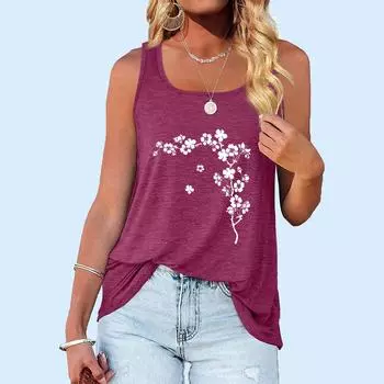 Женская модная майка с круглым вырезом и летней футболкой с рукавами с принтом S чёрный