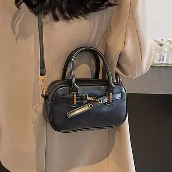 Женская модная маленькая сумочка, ретро-сумка через плечо, повседневная сумка через плечо, сумка-подушка, женская сумка на молнии чёрный