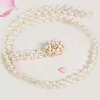 Женская модная металлическая цепочка в жемчужном стиле, поясная цепочка для тела A белый