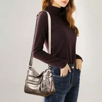 Женская модная многофункциональная двойная сумка через плечо на одно плечо, большая вместительная сумка-мессенджер из мягкой кожи 26*11*21cm красный