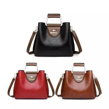 Женская модная мягкая кожаная сумка Niche Design, модная сумка на одно плечо, большая вместительная сумка-тоут 27x12x22cm коричневый