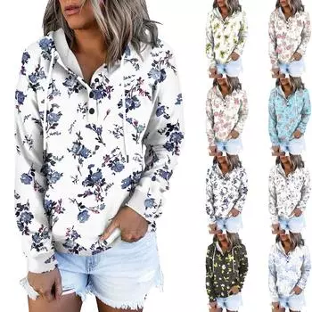 Женская модная облегающая толстовка с капюшоном и цветочным принтом с длинным рукавом L армия зеленый