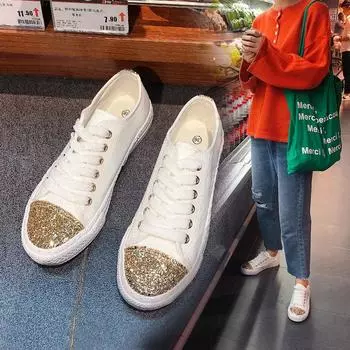 Женская модная обувь для ходьбы на плоской подошве, дышащая и удобная повседневная обувь, кроссовки для бега 35 белый/золотой