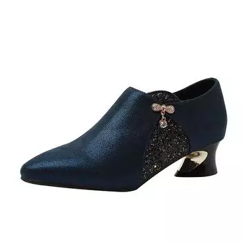 Женская модная обувь, новая женская обувь на толстом каблуке с неглубоким носком, вечерние туфли в форме каблука с блокирующим цветом, повседневная универсальная обувь 34