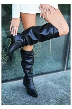 Женская модная обувь Сапоги на каблуке 7 см с мехом