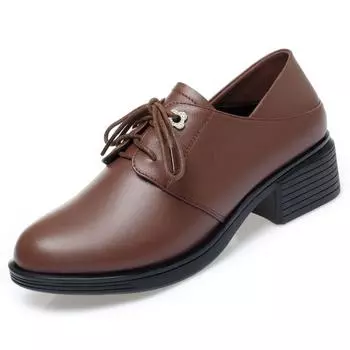 Женская модная обувь, женская обувь из натуральной кожи на шнуровке, массивная женская обувь большого размера 35