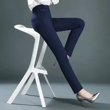 Женская модная одежда Эластичный пояс с высокой талией Тонкие стройные деловые брюки для фитнеса Осень-весна Длинные брюки 4 цвета Супер плюс размер S ~ 10XL 10XL чёрный