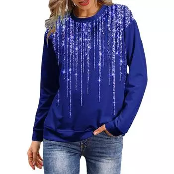 Женская модная одежда Повседневная одежда Осень-зима Топы для женщин Футболки с длинным рукавом Блузки с круглым вырезом Женские футболки с принтом Свободная рубашка из хлопка S зелёный