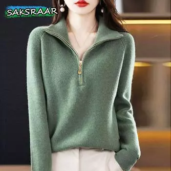 Женская модная одежда зима осень синие длинные футболки вязаный свитер водолазка пуловер для женщин уличная одежда OneSize бежевый