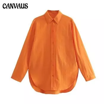 Женская модная однобортная оранжевая повседневная свободная рубашка, блузки большого размера, женские топы M коричневый