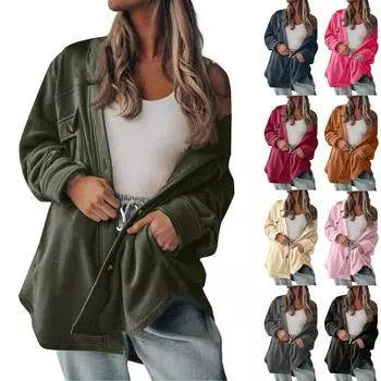 Женская модная однобортная рубашка с длинными рукавами и лацканами L армия зеленый