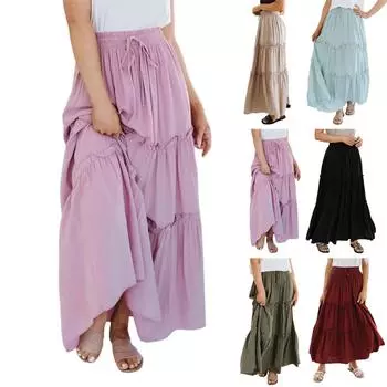 Женская модная однотонная эластичная повседневная юбка в стиле пэчворк с высокой талией L армия зеленый