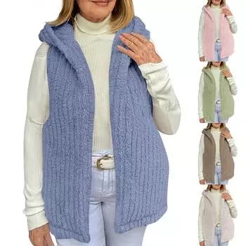 Женская модная однотонная двухсторонняя бархатная толстовка с капюшоном, плюшевый кардиган, жилет, куртка L коричневый