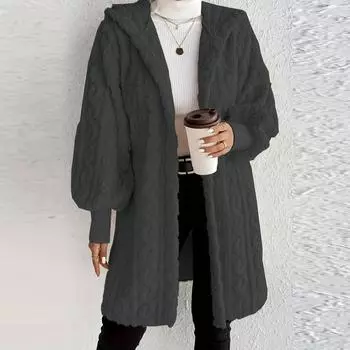 Женская модная однотонная флисовая куртка с капюшоном и длинными рукавами свободного кроя L