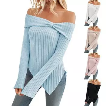 Женская модная однотонная футболка с разрезом и длинными рукавами на одно плечо, топ M хаки