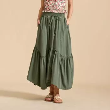 Женская модная однотонная кружевная юбка с высокой талией, эластичная, большая юбка-халат в стиле ретро L армия зеленый