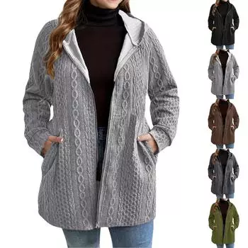 Женская модная однотонная куртка большого размера с длинным рукавом и карманом на молнии с капюшоном свободного покроя XXL армия зеленый