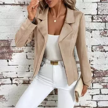 Женская модная однотонная куртка-кардиган с V-образным вырезом и длинными рукавами на пуговицах L хаки