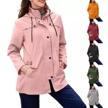 Женская модная однотонная куртка-кардиган средней длины с капюшоном и длинными рукавами L армия зеленый