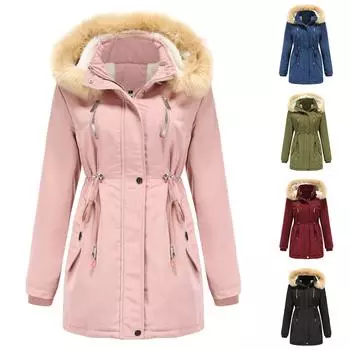 Женская модная однотонная осенне-зимняя хлопковая свободная хлопковая одежда со съемным капюшоном, стеганая куртка XXL винный