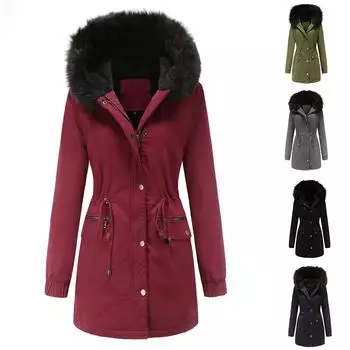 Женская модная однотонная осенне-зимняя теплая стеганая хлопковая куртка с капюшоном L чёрный