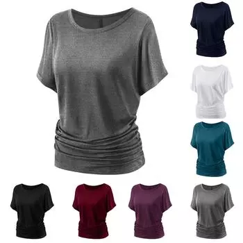 Женская модная однотонная повседневная футболка с круглым вырезом и короткими рукавами XL чёрный