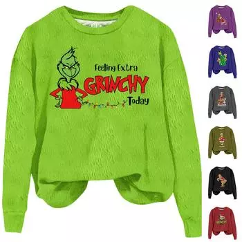 Женская модная однотонная повседневная футболка с рождественским принтом и круглым вырезом, с длинными рукавами S фиолетовый