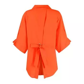 Женская модная однотонная повседневная кружевная рубашка с рукавами 3/4 и отворотами сзади S армия зеленый