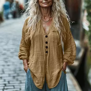 Женская модная однотонная повседневная рубашка с карманом на пуговицах и длинным рукавом L