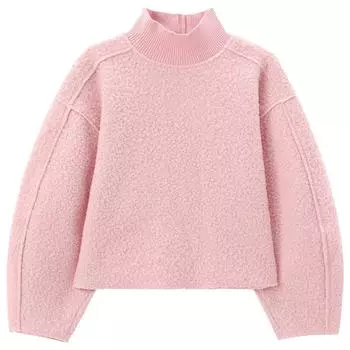 Женская модная однотонная повседневная толстовка с длинными рукавами и воротником-стойкой, закрывающая большой палец L розовый