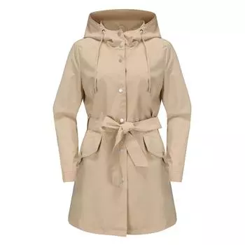 Женская модная однотонная спортивная водонепроницаемая ветровка с капюшоном и длинным рукавом, свободная повседневная ветрозащитная куртка L бежевый