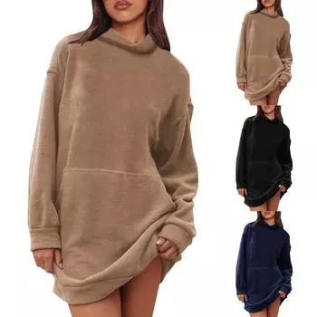 Женская модная однотонная толстовка с длинным рукавом XL тёмно-синий