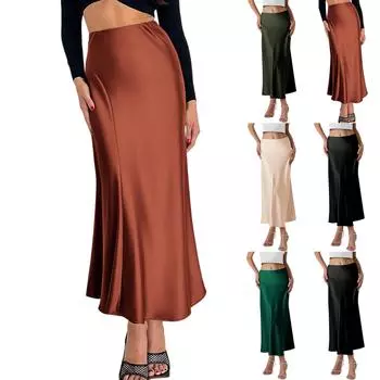 Женская модная однотонная юбка средней длины XL