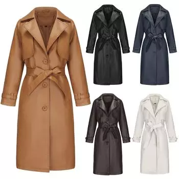 Женская модная однотонная уличная ветровка, повседневная свободная куртка с лацканами XXL бежевый