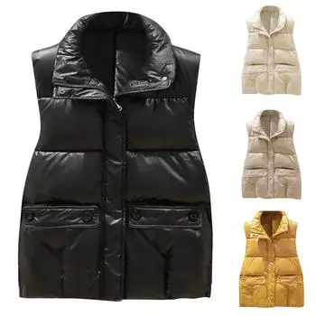 Женская модная осенне-зимняя однотонная теплая хлопковая куртка для верховой езды, жилет, пальто L чёрный