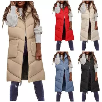 Женская модная осенне-зимняя пуховая хлопковая куртка с капюшоном без рукавов, хлопковый теплый жилет на плечах M чёрный