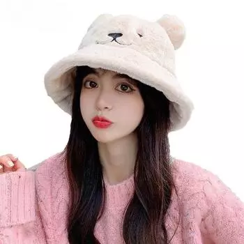 Женская модная осенне-зимняя теплая утолщенная флисовая подкладка, женская симпатичная мягкая плюшевая шапка в корейском стиле с медвежьими ушками