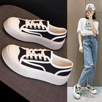 Женская модная парусиновая обувь 2024 года — повседневная классика на весну и лето 35