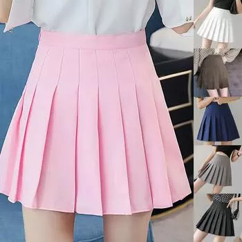 Женская модная плиссированная юбка с высокой талией, повседневная теннисная юбка с тонкой талией M хаки