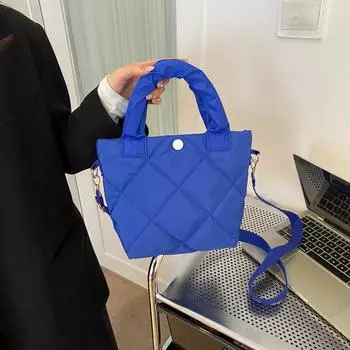 Женская модная плиссированная вышитая линия с ромбовидной сеткой, большая вместительная сумка-ведро с диагональю, повседневная сумка one size чёрный