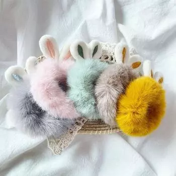 Женская модная плюшевая повязка для волос, милый кролик, повязка на голову, веревка, кобура с хвостиком зелёный